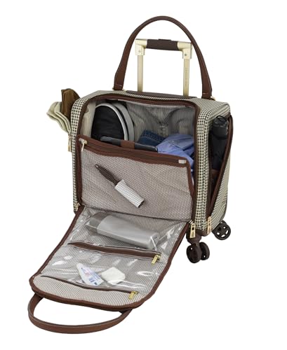 London Fog Cambridge 15" 8-Wheel Under the Seat Bag, Olive Houndstooth