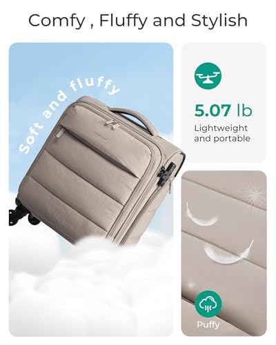 BAGSMART Underseat Carry on Luggage with Wheels, Soft Small Travel Luggage with PVC Wet/Dry Pockets, Lightweight Soft Personal Item Suitcase for Short Trip,Camer