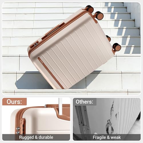 Kono 28 Inch Large Suitcase, Expandable for Long Trips, Impact-Resistant ABS+PC & Silent Wheels, White