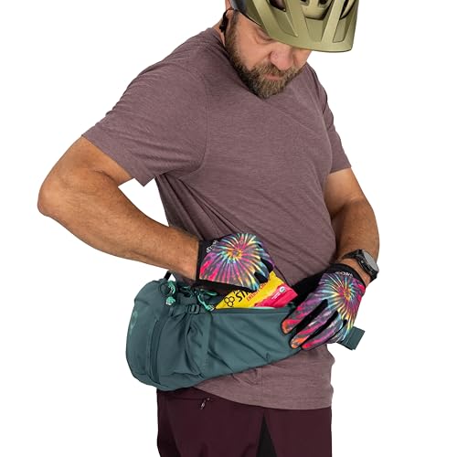 Osprey Savu 5L Biking Waist Pack for Men & Women - Mountain Bike Hydration Belt with Bottle Pockets, Pediment Grey/Dust Print, Extended Fit