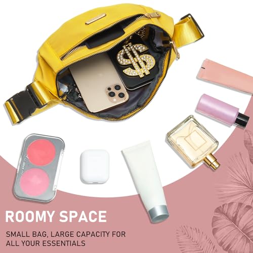 6 Pcs Fanny Pack Waterproof Waist Pack for Women 5.51 x 11.81 Inch Crossbody Belt Bag with Adjustable Strap Zipper Pockets for Festival Sports Traveling Running Phone, 6 Colors