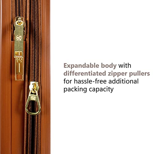 Badgley Mischka Mia 3 Piece Expandable Retro Luggage Set (Black)