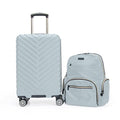 Kenneth Cole REACTION Madison Square Lightweight Hardside Chevron Expandable Spinner Luggage, Slate, 2-Piece (20" Carry On + Sophie Backpack)