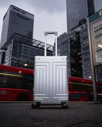 KANGSHILU All Aluminum 20'' Luggage with Removable Spinner Wheels,Provide Spare Wheels.Carry on Luggage 22 x 14 x 9 Airline Approved Lightweight Metal Hard Shell Zipperless Suitcase