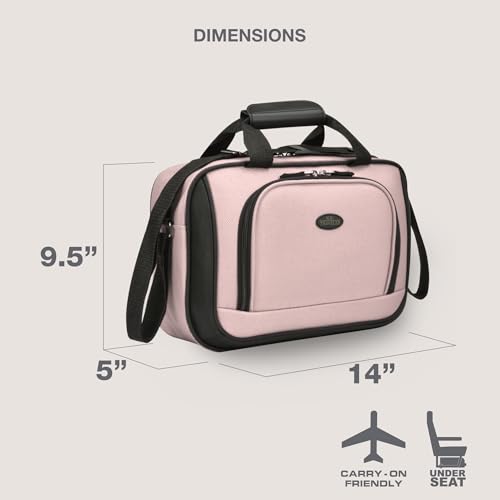 U.S. Traveler Rio 14" Travel Tote Bag, Lightweight 1200D Carry-On Bag for Women & Men, Pink