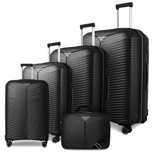 ROMAGIO Larvender 5-Piece PP Hard Shell Luggage Set with 360° Spinner Wheels & TSA Lock, Multi-Size Suitcases (14/18/20/24/28 Inch) for Family Travel, Business & Vacation