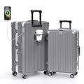 Krute No Zipper Luggage Set 2 Pieces Aluminum Frame PC Hard Shell Zipperless Suitcase Set With Wheels TSA Lock Carry On Luggage and Checked Suitcases