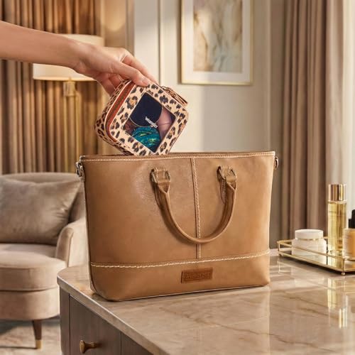 Montana West X Wrangler Clear Makeup Bag Travel Cosmetic Bag Portable Make Up Toiletry Organizer for Women Leopard
