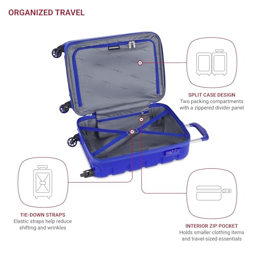 SwissGear 7366 Signature Hardside Expandable Luggage with Spinner Wheels, TSA Lock, Cup-Holder, Cobalt, Carry-On 19-Inch