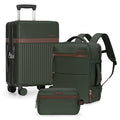 U.S. Traveler Vista Way 3-Piece Travel Set, 21-Inch Carry-on Hardside with TSA Lock, 18-Inch Travel Backpack with Laptop Sleeve, Toiletry Bag, Green