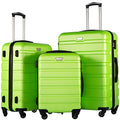 Coolife Luggage 3 Piece Set, Lightweight Durable Hardshell Suitcase set with 360° Spinner Wheels, TSA-approved Lock, Checked Family Travel Luggage sets, 20/24/28 Inch, Apple Green