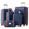 LONG VACATION Luggage Set 6 Piece Luggage ABS hardshell TSA Lock Spinner Wheels Luggage Carry on Suitcase (NAVY, 6 piece set)