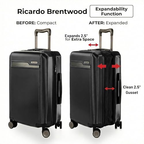 Ricardo Beverly Hills Brentwood Hardside Luggage Collection – Expandable Suitcases with Wheels and TSA Lock, 25" Medium Check-in, Onyx
