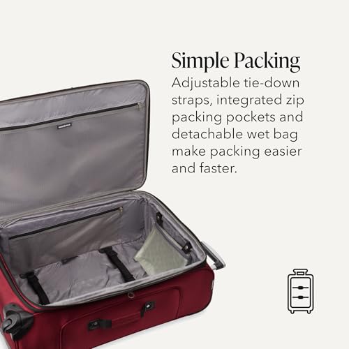 SWISSGEAR Sion Softside Expandable Spinner Luggage Durable Lightweight Travel Suitcase, Burgundy, Checked-Large