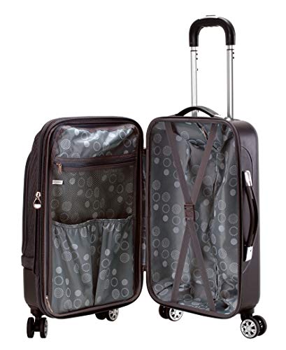 Rockland Milan Hybrid Spinner Wheel 3 Piece Luggage Set (20"/24"/28"), Brown