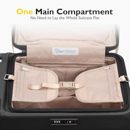 LEVEL8 Top Opening Carry on Luggage with Narrow Trolley Handle, Large Suitcases with Wheels Airline Approved, Expandable Hardside Luggage with Spinner Wheel for Men Women, 20 Inch, Black
