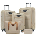 Merax Softside Luggage Set, 5 Piece Expandable Travel Suitcase Set with Carry-On Luggage,Spinner Wheels and TSA Lock,Lightweight Travel Suitcases.22/26"/30"(khaki)