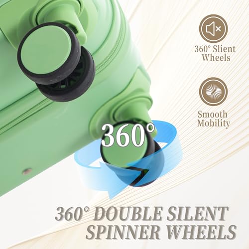 Hardshell Luggage Sets, Lightweight Stripes Suitcases with Spinner Wheels, Green-181