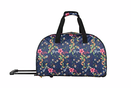 LUCAS Designer Carry On Luggage Collection - Lightweight Pattern 22 Inch Duffel Bag- Weekender Overnight Business Travel Suitcase with 2- Rolling Wheels (Peach)