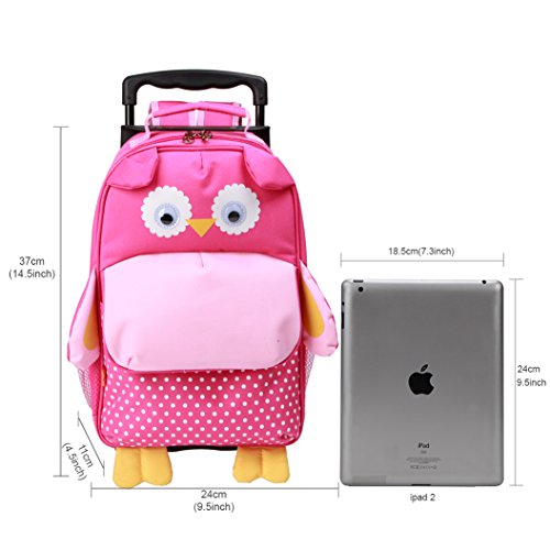 yodo Zoo 3-Way Kids Suitcase Luggage or Toddler Rolling Backpack with wheels,Small Owl
