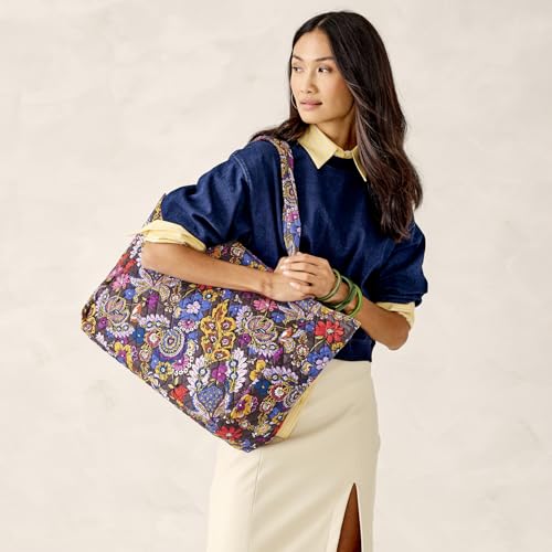 Vera Bradley Women's Premium Cotton Knollton Travel Tote, Colorful Bouquet, One Size