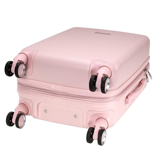 Rockland Palm Beach Hardside 2 Piece ABS Luggage Set, (20"/27"), Pink