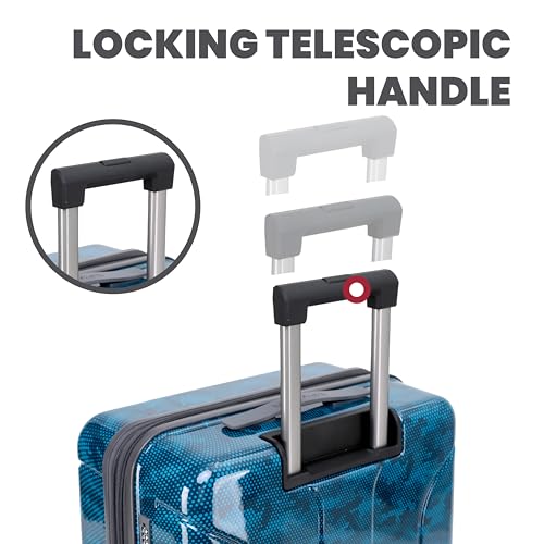 Spyder Matrix 29 Inch Large Checked Luggage Expandable Hardside Upright Suitcase with 360° Spinner Wheels, TSA Approved Lock, Blue