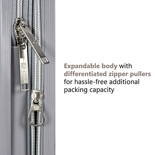 Badgley Mischka Snakeskin 3 Piece Expandable Luggage Set, Silver