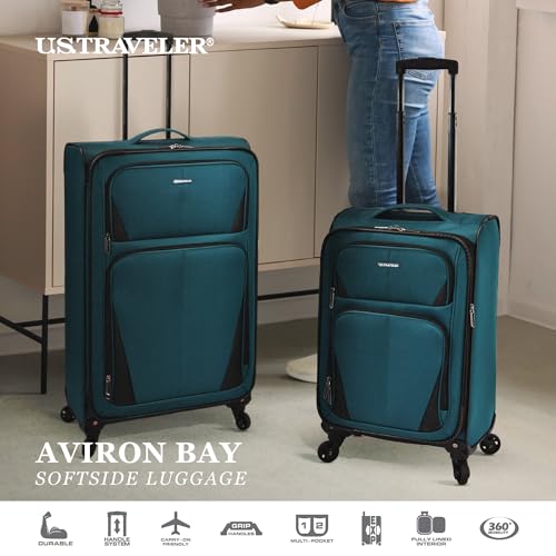 U.S. Traveler Aviron Bay Expandable Softside Luggage With Spinner Wheels, Black, Carry-on 23-Inch