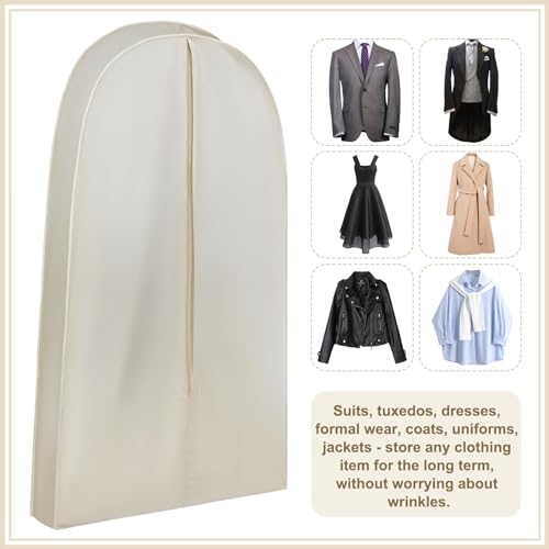 GliCraft 42 Inch Acid Free Cotton Muslin Suit Garment Bag Long Dress Suit Storage Box Closet Organizer for Suits, Coats, Travel Bag