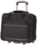 Amazon Basics 15.6" Rolling Laptop Bag for Travel and Business, Briefcase with Wheels, Adjustable Locking Handle, Black