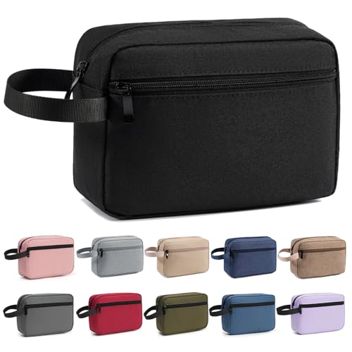 XIRYOHEAUR Travel Hanging Toiletry Bag with Carry Handle - Water-Resistant Small Cosmetic Organizer for Men & Women, Makeup, Shaving Kit, Gym & Travel Essentials (Black)