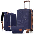 Eeeza Carry On Luggage Set 22x14x9 Airline Approved Luggage Sets 3 Piece,Suitcases with Wheels,ABS Hard Case Luggage with TSA Lock Spinner Wheels(20 Inch,BP/TB)