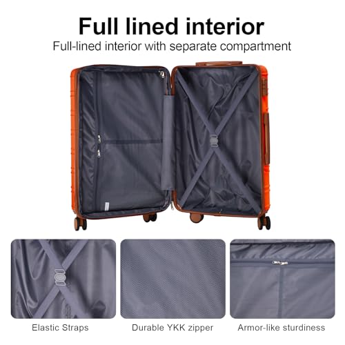 AAIVV 4 Piece Luggage Set Expandable ABS Travel Suitcase Set TSA Lock Hardshell Durable Lightweight Traveling Luggage Sets Gift for Back to School (Orange, 28in26in20in13in)