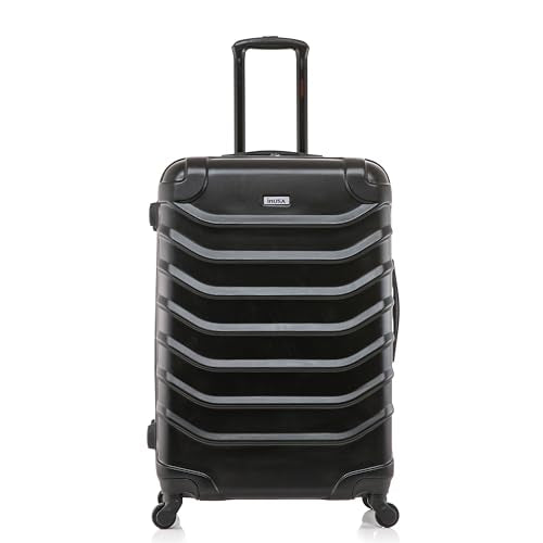 InUSA ENDURANCE Luggage with Spinner Wheels | Durable Lightweight Hardside Suitcase, Spacious Travel Bag with Handle and Trolley | 28-Inch Large Checked | Black