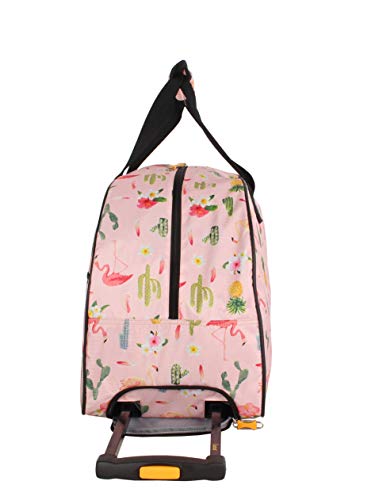 Lucas Designer Carry On Luggage Collection - Lightweight Pattern 22 Inch Duffel Bag- Weekender Overnight Business Travel Suitcase with 2- Rolling Wheels (22in, Flamingo)