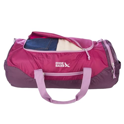 Eddie Bauer Stowaway Packable Duffel Bag| Travel | Foldable | Lightweight | Durable | Ripstop Polyester | 23" Length | 45L Capacity - Port Red