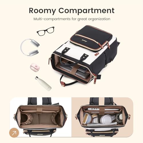 LOVEVOOK Laptop Backpack Women, 15.6 Inch Work Backpack with Large Capacity Cup, Waterproof Travel Computer Backpacks Purse, College Bookbag for School, Business, Teacher