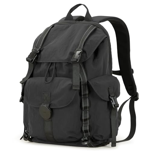 mixi Travel Backpack for Women Men, 18 Inch Carry On Laptop Backpack Flight Approved fits 16'' Laptop, Lightweight Waterproof Hiking Backpack Travel Outdoor Business Casual Daypack, Black