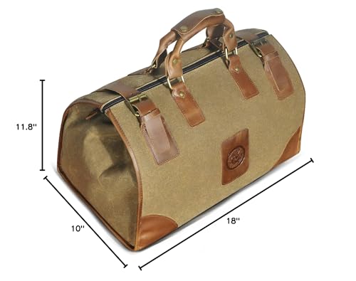 Handadsume Water Resistant Canvas + Leather Travel Luggage Tote Duffle Gym Suitcase Weekender Overnight Bag For Men Male FB8151 (A-Brown)