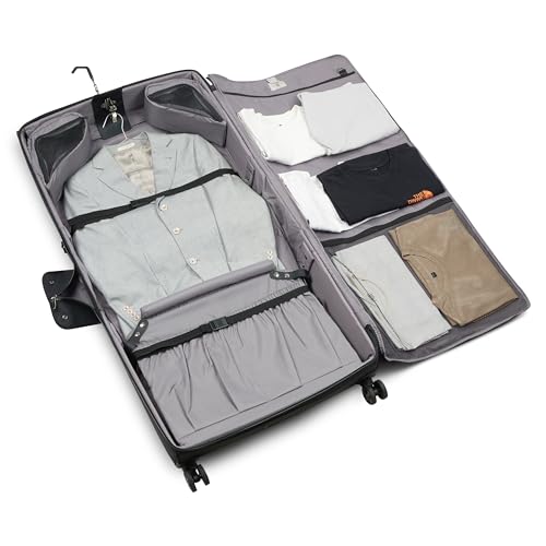 DELSEY PARIS Helium DLX - Rolling Garment Bag with Spinner Wheel - Lightweight Travel Garment Bag - SECURITECH Zip - Suit and Dresses Rolling Travel Bag - Checked Size, Black