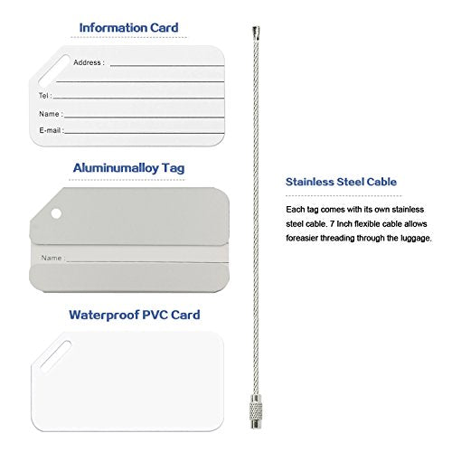 Aluminum Luggage Tags, Luggage Tag Holders for Travel Luggage Baggage Identifier by Ovener (2Pack Silver)