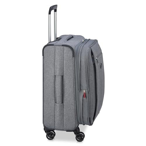 DELSEY PARIS Rami Softside Expandable Luggage with Spinner Wheels, Grey, 3 Piece Set (20/24/28)