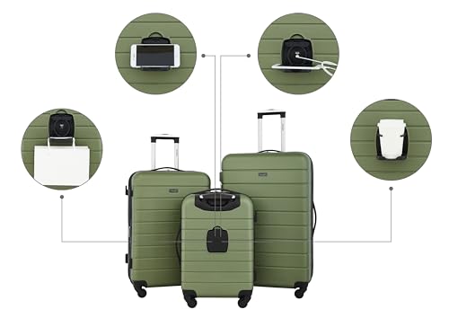 Wrangler Smart Spinner Hardside Luggage, 3 Piece Set, Olive Green