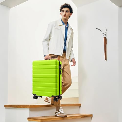 AnyZip Suitcase Hardside PC ABS Lightweight USB Luggage with Wheels TSA Lock Checked-Large 28 Inch AppleGreen