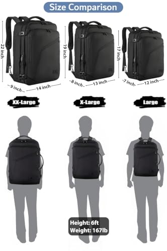 MATEIN Carry on Backpack, Extra Large Travel Backpack Expandable Airplane Approved Weekender Bag for Men and Women, Water Resistant Lightweight Daypack for Flight 40L, Black