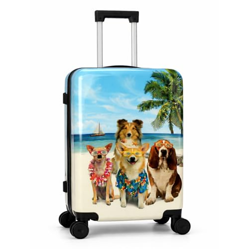 World Traveler Chariot Beach Pups Dog Lover 20-Inch Carry-On Hardside Expandable Spinner Luggage with TSA Lock