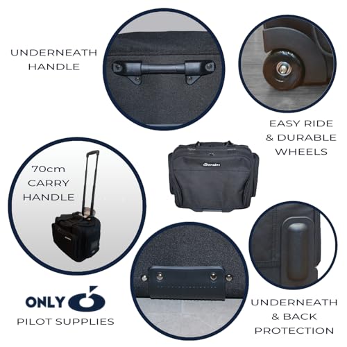 Ay Cabron™ Professional-Grade Pilot Flight Deck Trolley Bag – MADE BY PILOTS FOR PILOTS – Lightweight & Water-Resistant | Airbus & Boeing Compatible. (With Trolley, Large)