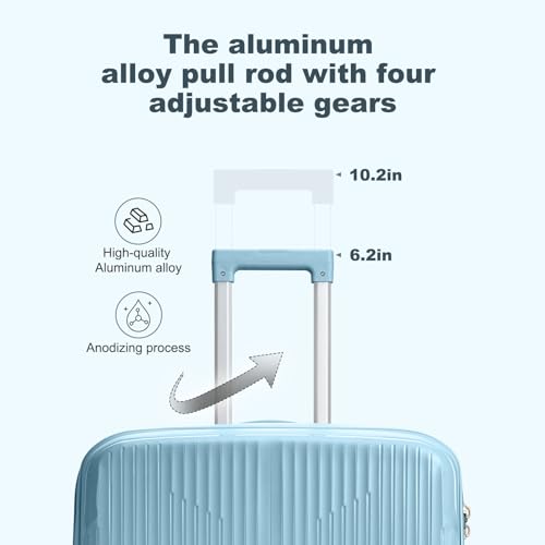 Nazhura Luggage Set, 3-Piece Hardside Suitcase Set, 20-inch Carry On, 24-inch, 28-inch Luggage (Blue)