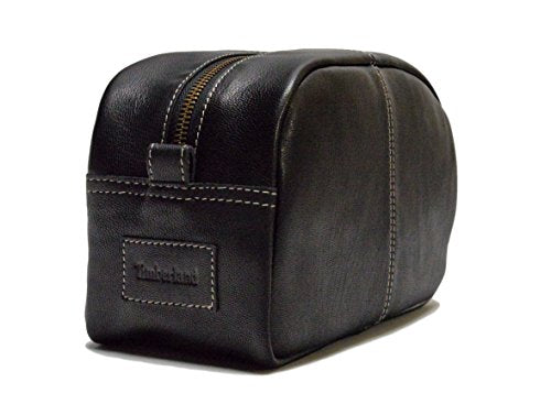 Timberland Men's Rugged Wash Leather Travel Kit, Black